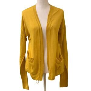 Ellie Yellow Long Sleeve Cardigan with Pockets, Size Medium